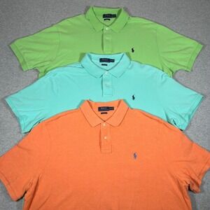 LOT OF 3 Polo Ralph Lauren Polo Shirts Mens XXL Classic Fit Short Sleeve 2XL